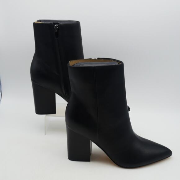 NEW Nine West Women's 9  Plumm Ankle Boot Black Leather Pointed Toe Heeled - Picture 4 of 7